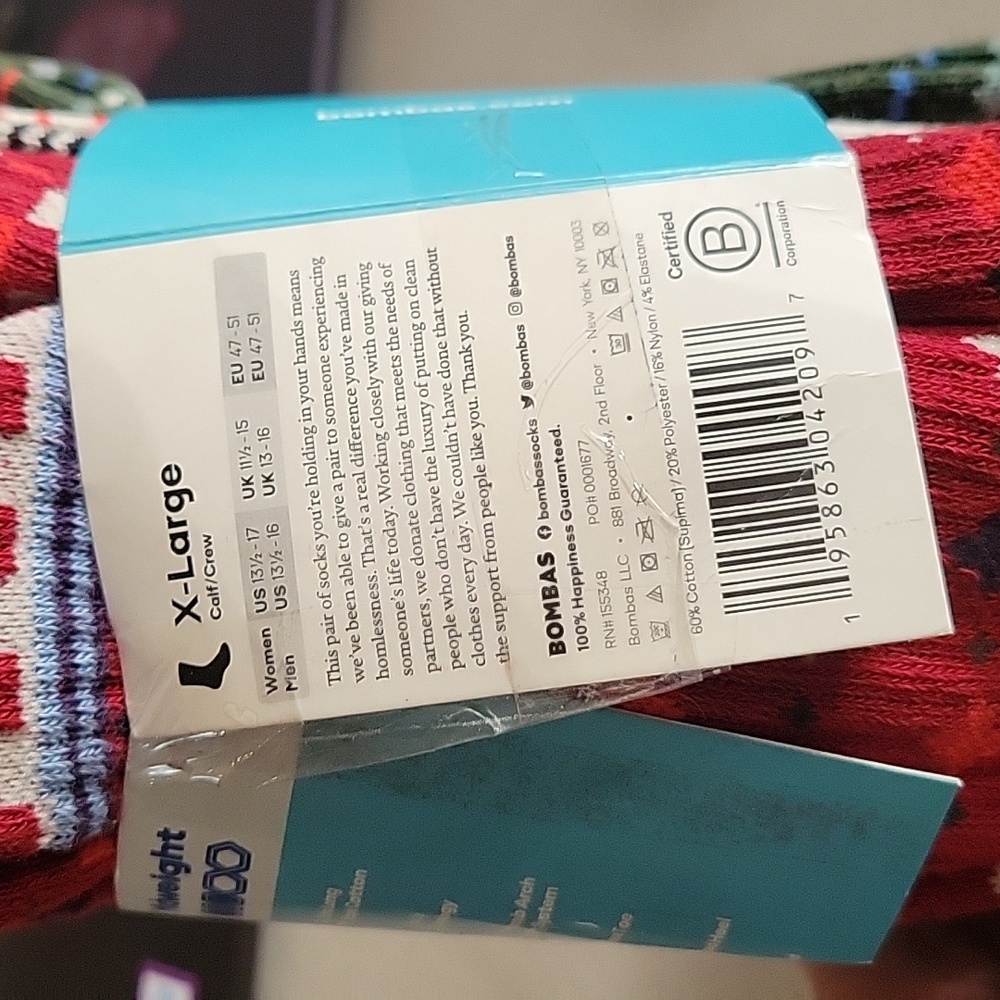 Bombas 4 pack Calf/Crew XL - Picture 4 of 8